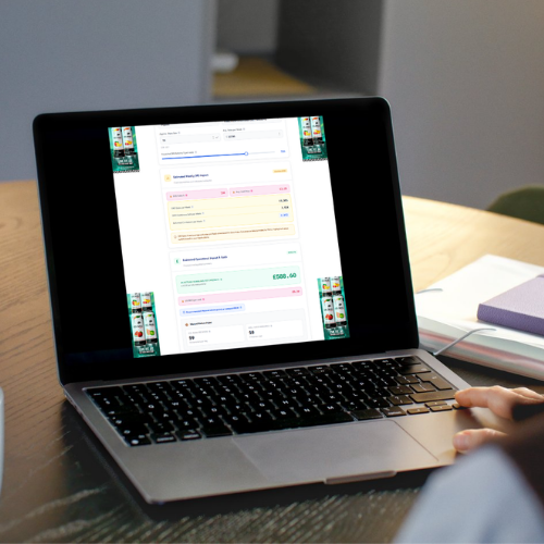 DRS Impact Calculator shown on a laptop