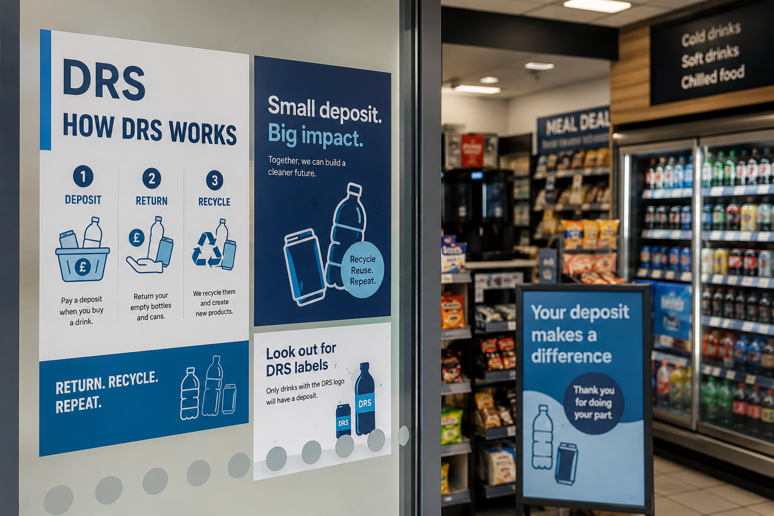 DRS posters and point of sale materials in store