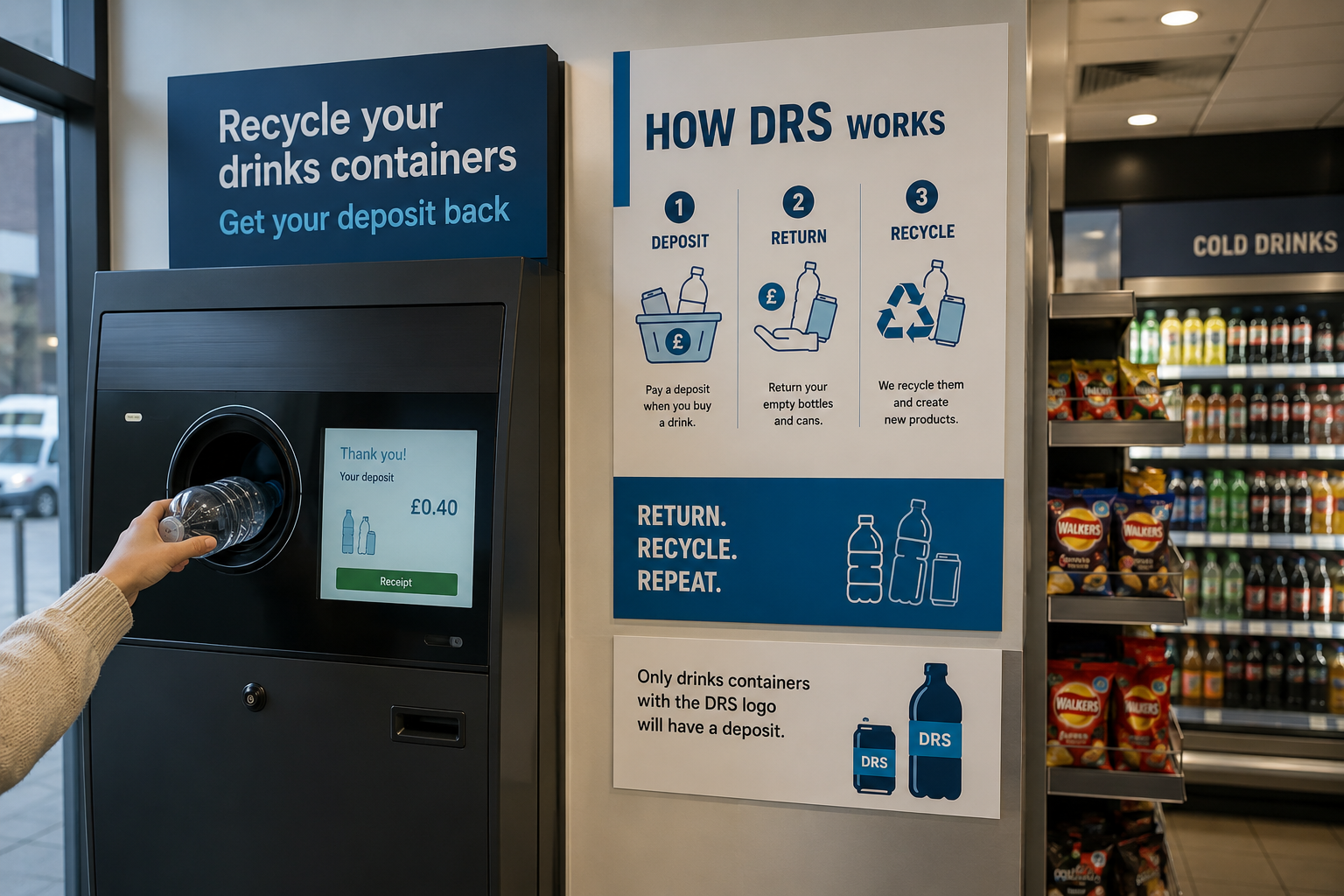Reverse vending machine in a store