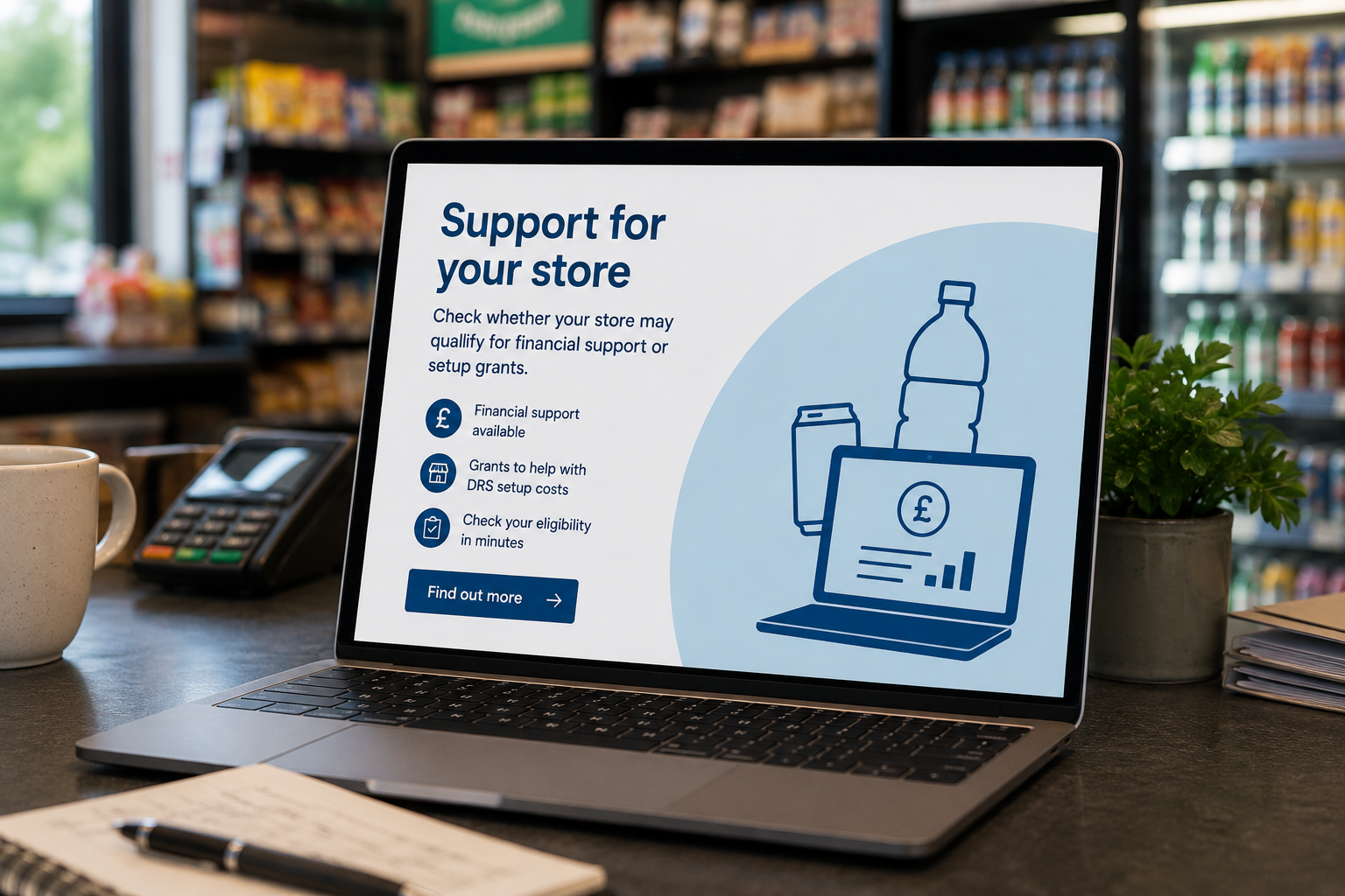 Store grants information shown on a laptop
